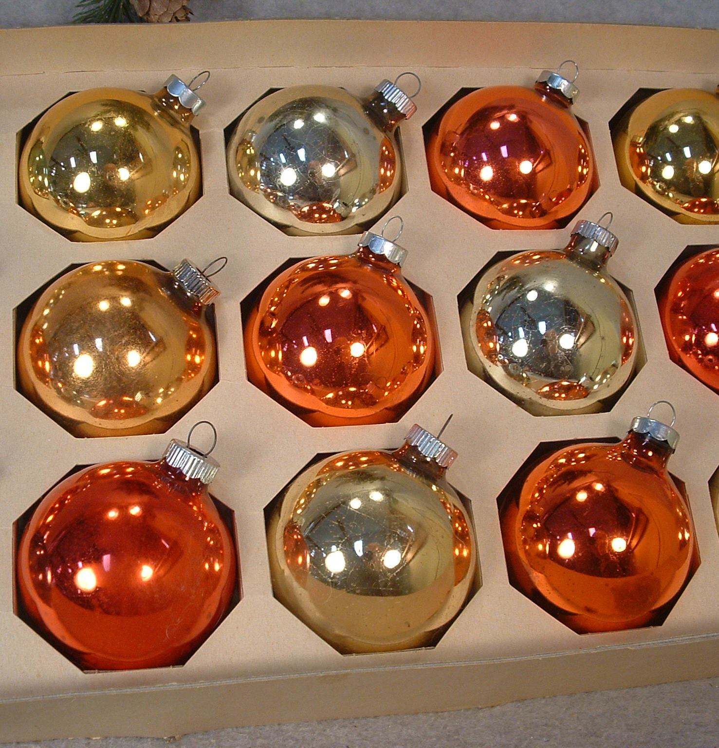 Box of 18 Vintage Woolworth Shiny Brite Made In USA Glass Christmas Ornaments eBay