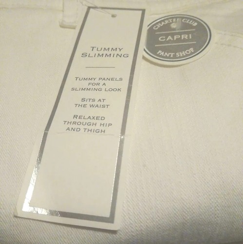 Charter Club Women Denim Capri pants Classic Fit Tummy Slimming SZ 16 White Wash - Picture 7 of 7