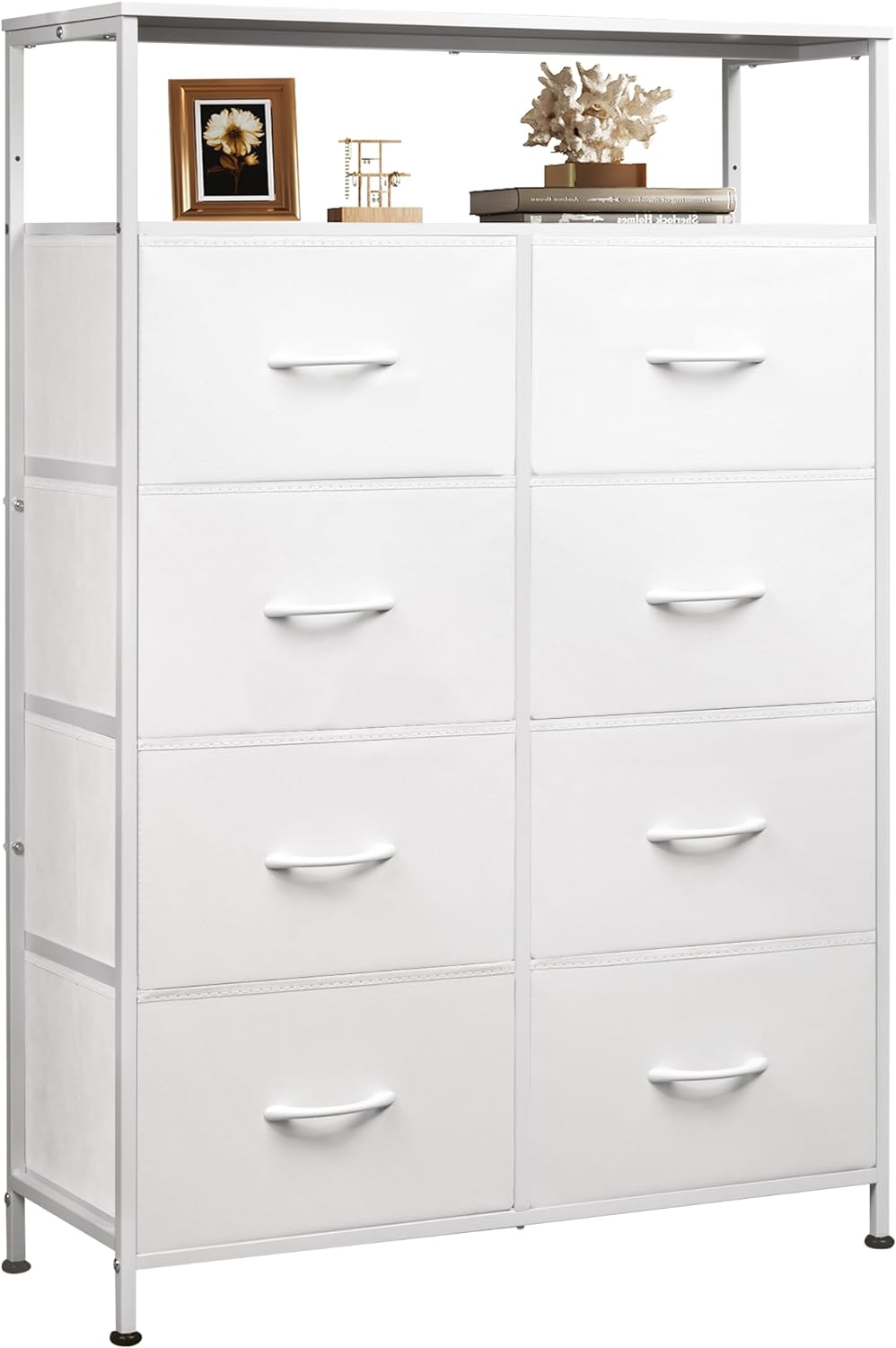 Tall Fabric Storage Dresser - 8 Drawer Chest Tower for Bedroom, Closet, Living R