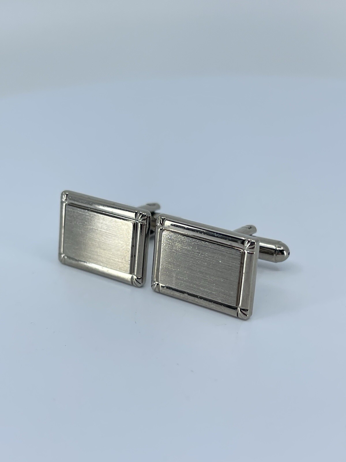 Gray rectangle cufflinks brushed and polished fra… - image 21