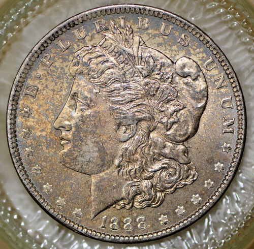 1888 Morgan Silver Dollar BU++++ Crusty Golden Toner - Picture 2 of 6