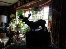 Bronze Maine Bull Moose on a black marble plinth--really a nice detail and size