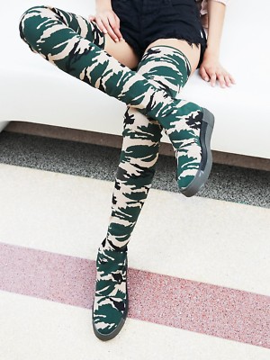 Free People Vic Matie Penrose Camo Over The Knee Sneaker Boots Size 36 New
