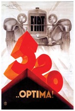 Fiat v4 - Vintage Automobile Racing Poster