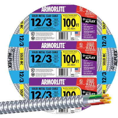 Woods 68583423 100' 12/3 MC Alum Cable