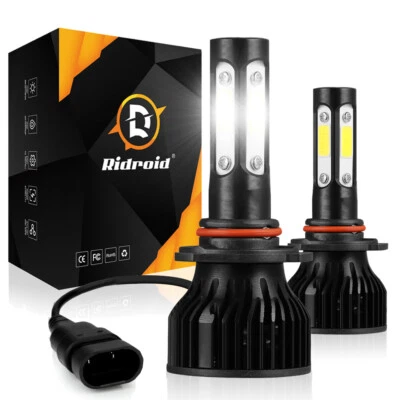 RIDROID pair 4-sides LED Headlight Kit 9006 HB4 9012 2400W 6000K 360000LM Hi/low Bulbs