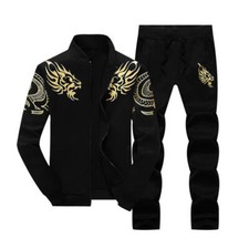 2pcs Men Sports Track Suit Set Tracksuit Sweat Hoodies Jacket Coat  Pant