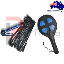 Genuine Cow Hide Leather Spanking Paddle Round Shape and 9 Braided Tail Flogger 