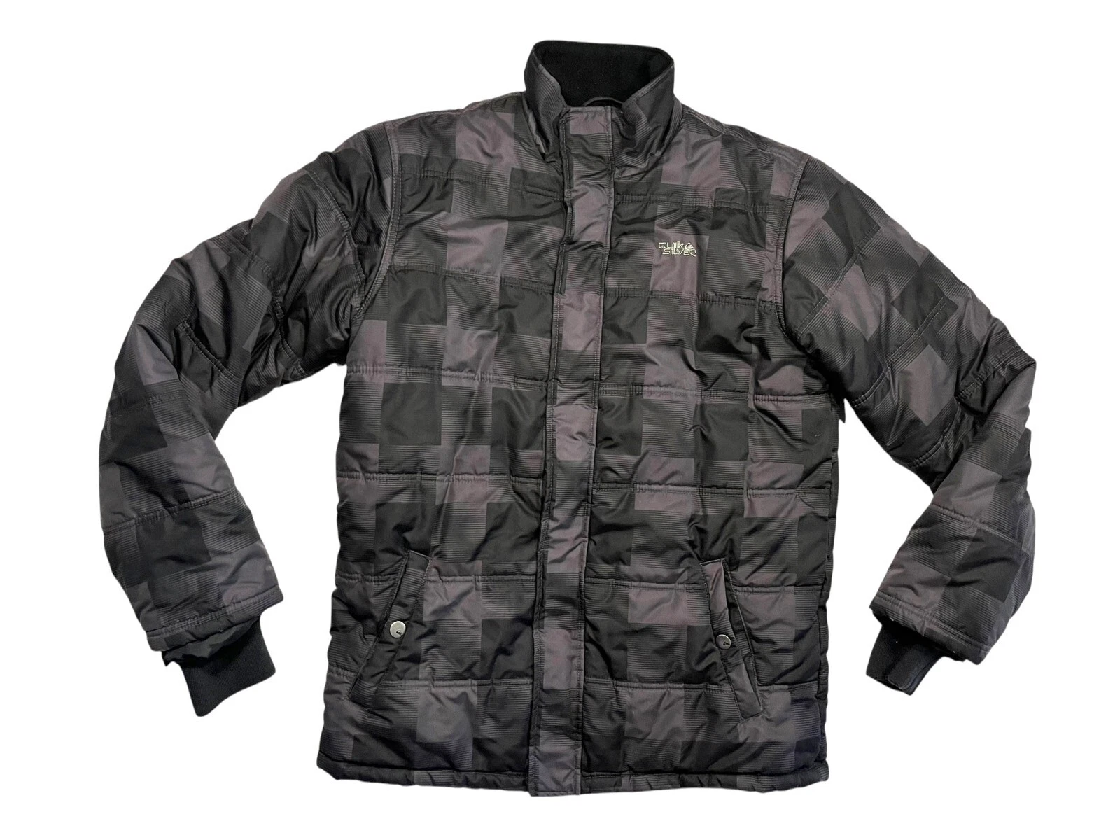 QUIKSILVER Gray Plaid Warm INSULATED SNOWBOARD JACKET Ski Winter Coat Men's M