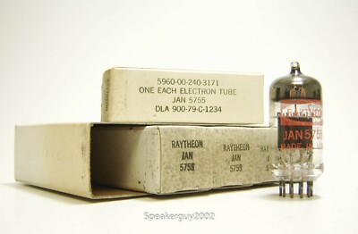 5X (1 Sleeve) NOS Ratheon Tubes / JAN 5755 -- KT