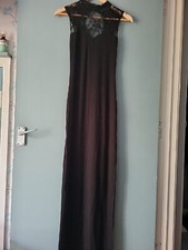 Love Size M Medium Black Lace Sleeveless Maxi Dress (623/18/v)