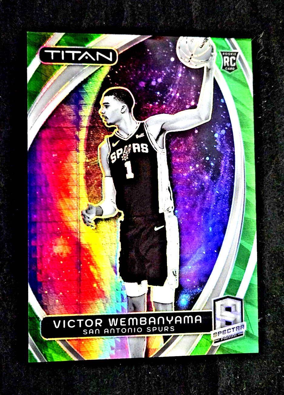 2023-24 Victor Wembanyama Spectra Titan RC Green Hyper Prizm Rookie /75 MINT #8 view 9