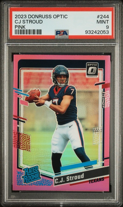 2023 Panini Donruss Optic - Rated Rookie C.J. Stroud #244 Pink Prizm PSA 9
