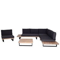 B-Ware Garten-Garnitur Mit Sessel MCW-H54, Lounge, Hellbraun, Polster Dunkelgrau