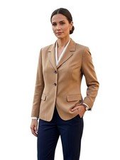 Jones New York Tan Silk 2 Button Blazer Neutral Lined Size 6