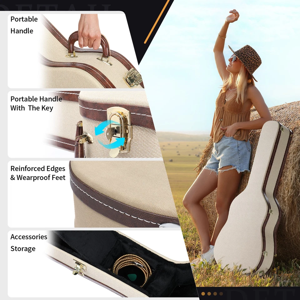 41 inch Folk Guitar Hardshell Case Fits Most Acoustic Guitars Microgroove Flat - Image 3 of 4