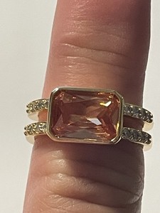 Authentic Bomb Party Ring RBP8436 Flourish With Me LC Amber Topaz Gold Plated Size 9