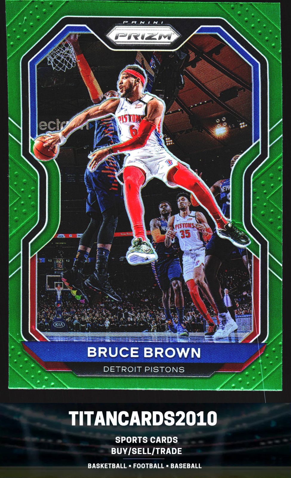 Bruce Brown 2020-21 Panini Prizm Green Prizm Detroit Pistons #239