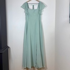 Azazie Womens Bondi Chiffon Flutter Sleeve Dress A10 Slit Bridesmaid Formal