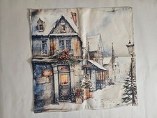 NEW Christmas Throw Pillow Cover Snow Street Scene 18"