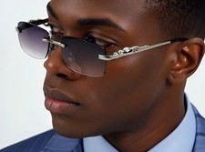 Men Fashion Sunglasses Shades Small New small Designer Silver Frame Retro Luxury