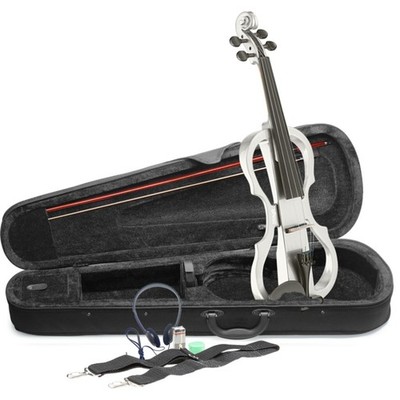 Stagg 4/4 Electric Violin Set With White, Soft Case And Headphones