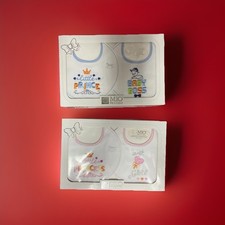 Set Bavaglini  2 pezzi neonato “Mio Piccolo” bavette ricamate 100% Cotone Piquet