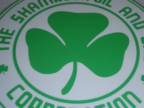 VINTAGE SHAMROCK OIL AND GAS CORPORATION  11 3/4" PORCELAIN METAL GASOLINE SIGN!