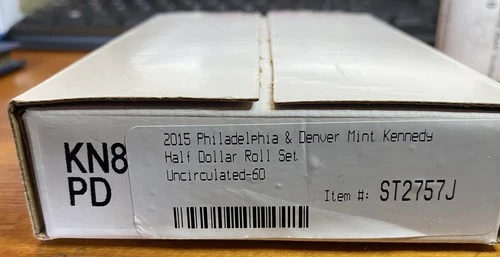 2015 P & D BU Uncirculated Kennedy Half Dollar 2 Roll Set 40 Coins OGP - KN8PD