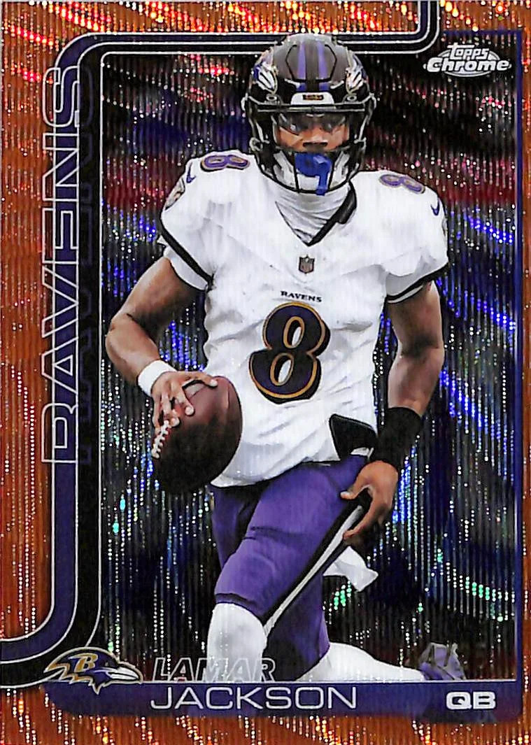2025 Topps Chrome Lamar Jackson #24 Orange Wave Refractor /25