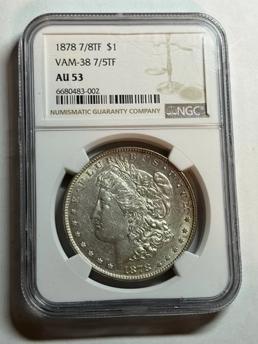 1878 7/8 TF Strong Morgan Silver Dollar NGC AU53 VAM-38 Nice Bright White
