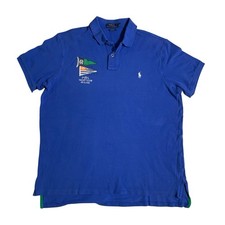 Polo Ralph Lauren Short Sleeve Custom Fit Polo Shirt w/ Yacht Flags - Blue