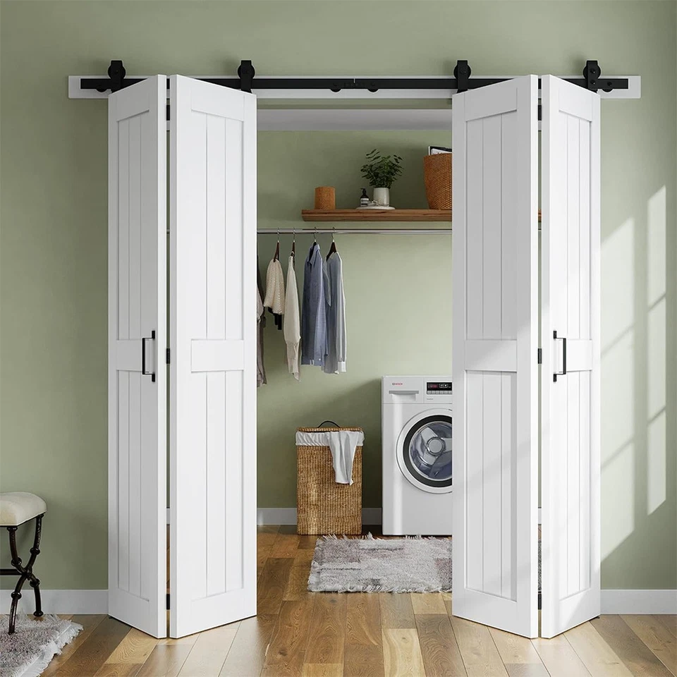 3.9 6 6.6 8.2FT 9.8FT Sliding Wood Barn Door Track System Kit Hardware Set Steel - Image 3 of 4