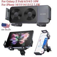 For Galaxy Z Fold 7/iPhone 16 Wireless Car Charger Automatic Car Mount Holder US