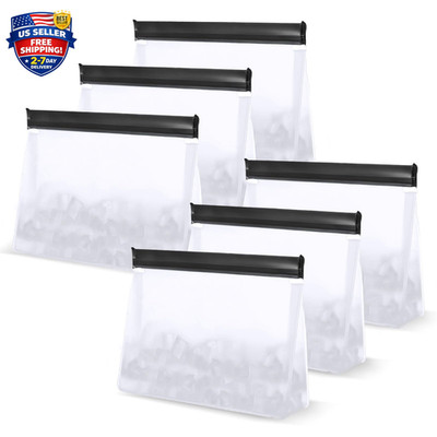 6 Pack Reusable Ice Storage Bags, 10 x 7.3 x 2.2in Leak Proof Ice Bags With S...