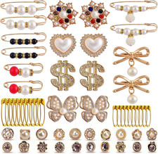 Gold Shoe Charms and Brooches Set - 54 Pcs Accessories for Women