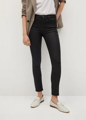 MANGO NEUF AVEC ETIQUETTE TAILLE 32 Jean NOIR skinny crop Isa enduit - Photo 1/3