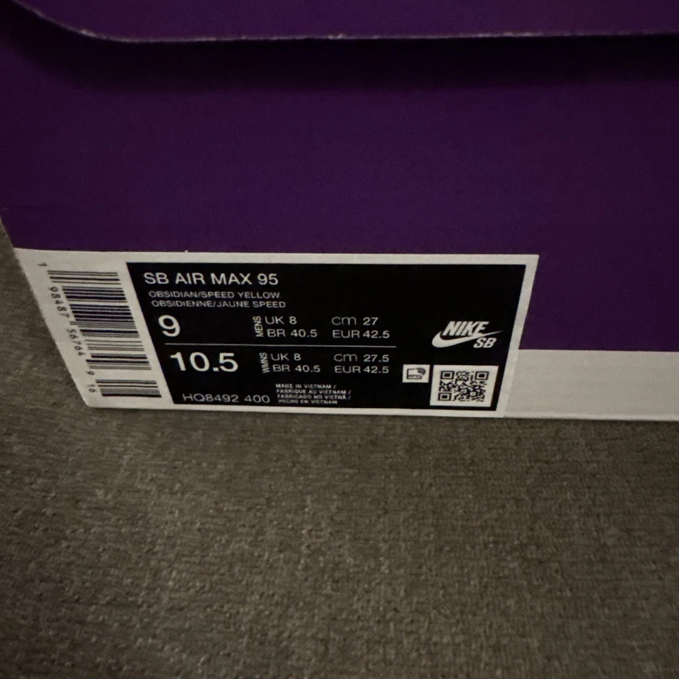 Eric Koston x Nike SB x Air Max 95 Obsidian Speed Amarillo HQ8492-400 Talla 9 Foto 3 de 4