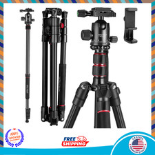 MACTREM 84" Heavy Duty Camera Tripod, 360 Ball Head, Aluminum, 33lb Load