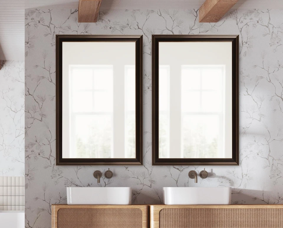 Galiano Traditional Framed Rectangle Bathroom Vanity Mirror, 29 x 41, Bronze,... - Image 4 of 4