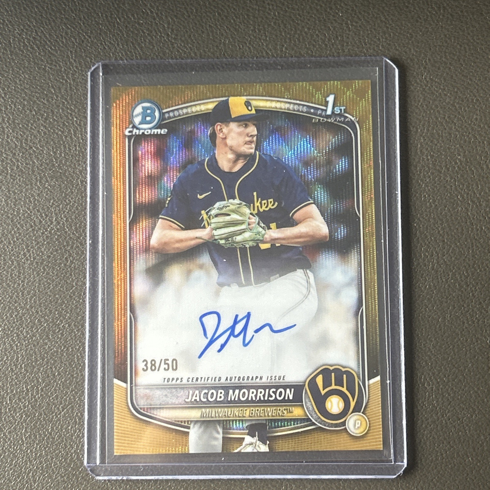 2025 Bowman Draft #CPA-JMO Jacob Morrison Chrome Prospect Autographs Gold #/50