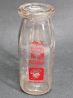 Vintage Borden's Dairy Glass Milk Half Pint Bottle Elsie The Cow Logo & Lady