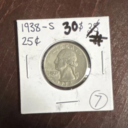 1938 San Francisco Washington Quarter Very Fine Silver Circulated 25C