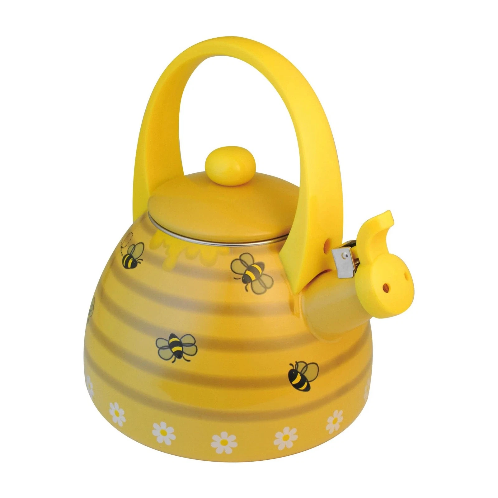 UPware Enamel on Steel Whistling Tea Kettle, Stovetop Teakettle (2.4 Quart, B...