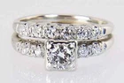 Wedding Bridal Ring Set Art Deco Round Lab Created Diamond 14K White Gold Filled