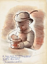 LA9-AUTOGRAPHE-LITHO-MADELEINE LUKA-ARTISTE PEINTRE-VAL D'OISE-(1894-1989)