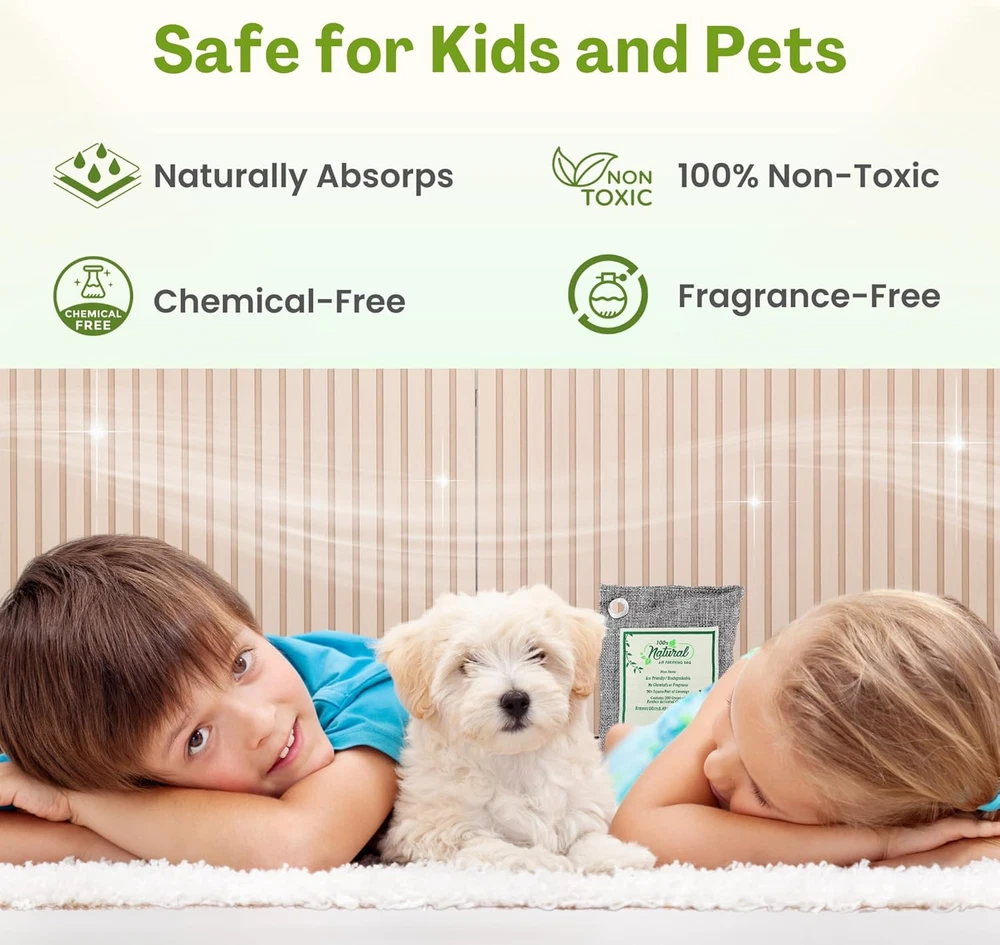Air Purifier Bags with Bamboo Activated Charcoal (Purifying Pack of 4) | Natural