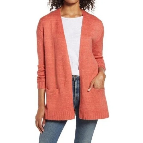 Caslon Open Front Cardigan Faded Coral 