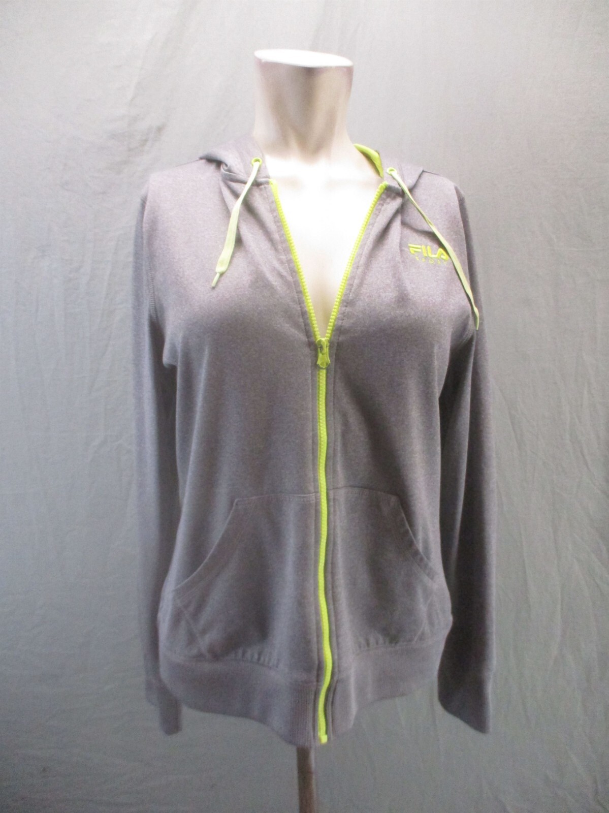 Giacca FILA taglia M donna grigia full zip coulisse tasca allenamento atletica 195