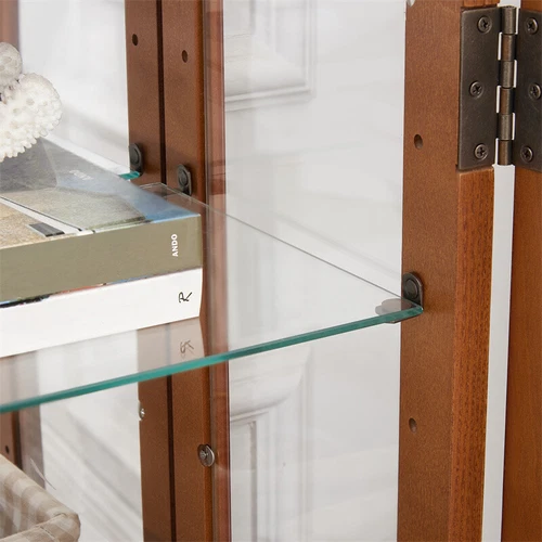 3-Tier Curio Cabinet w/ 2 Tempered Glass Doors,Lighted Display Cabinet for Home - Picture 35 of 38